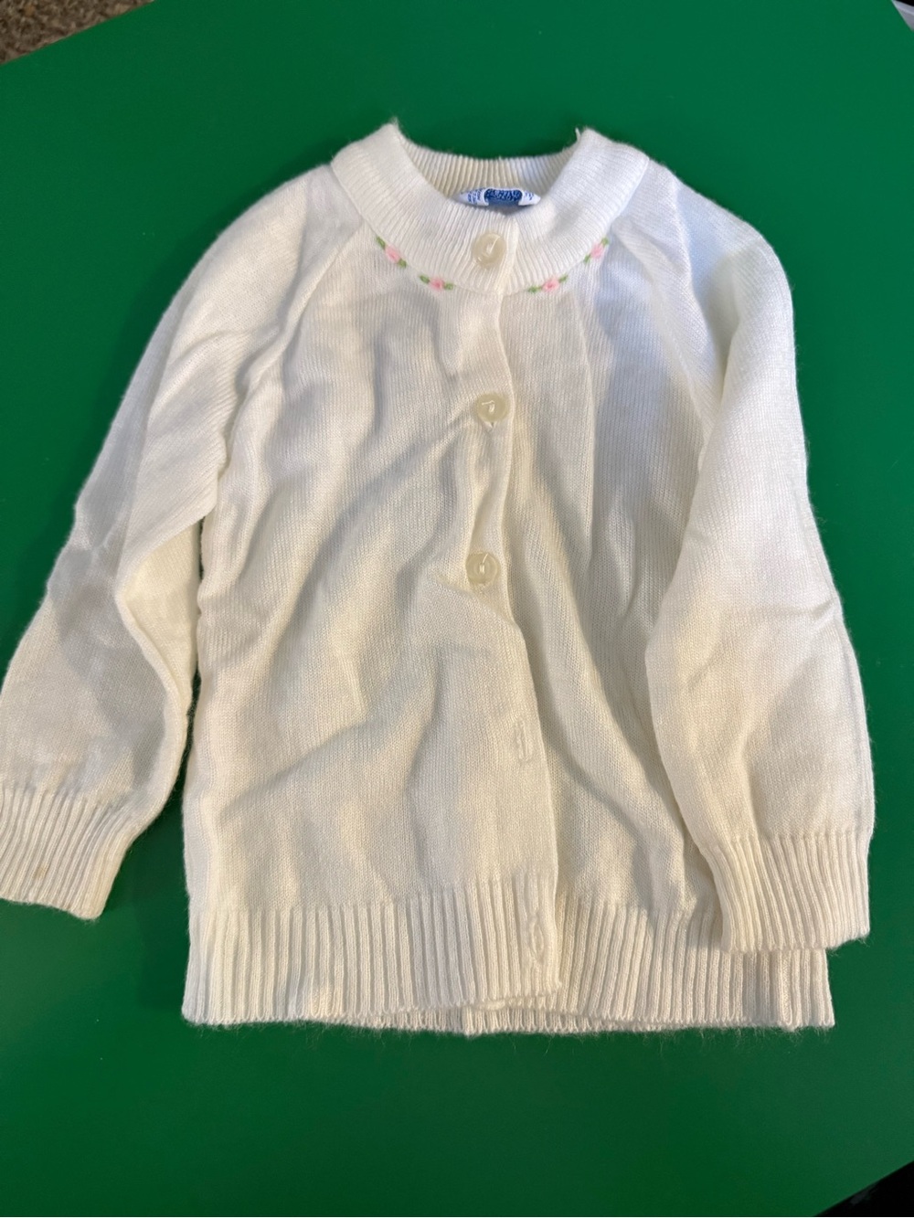 Classic White Knit Cardigan for Girls - Soft Button-Up Sweater